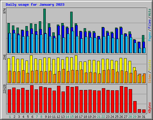 Daily usage for January 2023